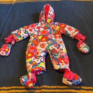 Floral Colorful Baby Snowsuit / Bunting with Mittens and Booties